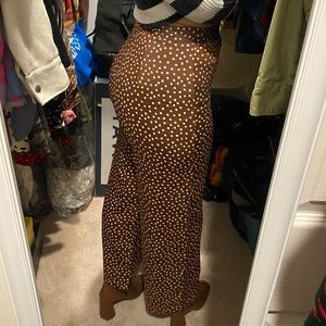 Urban Outfitters Satin Brown Polka Dot Pants
